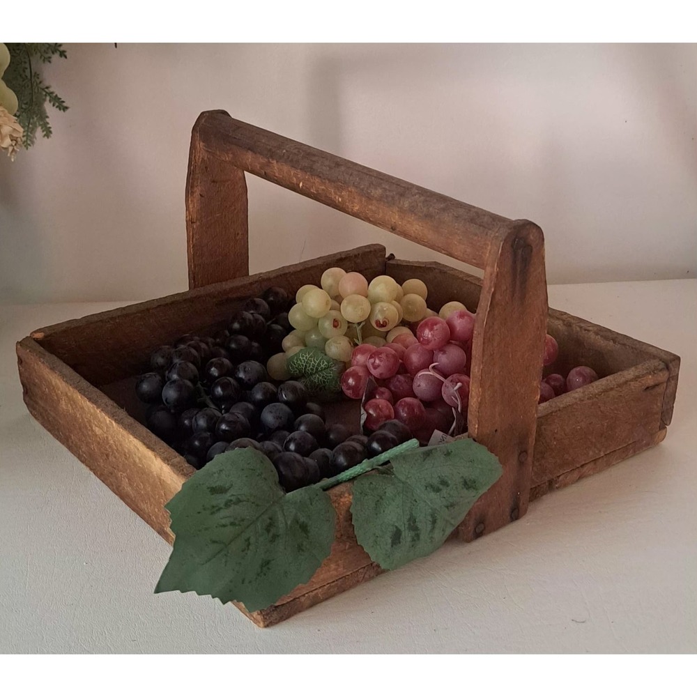 Antique Primitive Wooden Berry Box Tray 12" X 11"